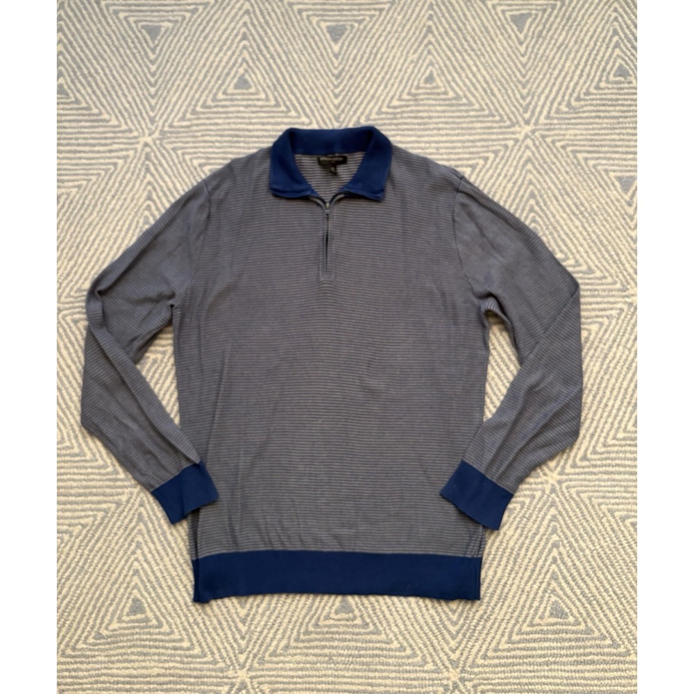 Banana Republic Quarter Zip‎ Sweater - Blue/Gray Stripe - Medium